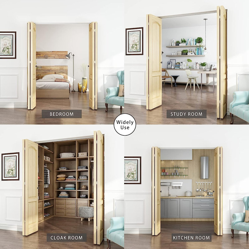 JUBEST Heavy Duty Bifold Door Hardware Kit Top Mount for Inside Door